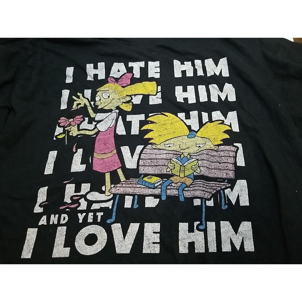 Nickelodeon Hey‎ Arnold 2020 Viacom Shirt Mens XL Black I Hate Him I Love Him